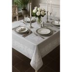 Zeria Home Dertsiz Leke Tutmaz Dantel Desenli Masa Örtüsü 160x220 Gri