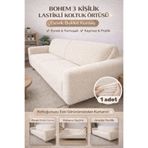zerif home Bohem 3'lü Koltuk Örtüsü Esnek Lastikli Kaymaz Çekyat Kılıfı Tam Oturan Kanepe Koruyucu