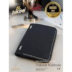 ZERİUM Hakiki Deri Erkek Cüzdan Lucen Model El Dikimi Dikişli Premium Kartlık Genuine Leather Mat Siyah 01
