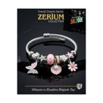 ZERİUM Modern Çelik Şık Kadın Charm Çelik Bileklik Kelebek Kanatları Çiçek ve Deniz Kabuğu