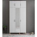 Zerka Concept Açelya Meşe Beyaz 120 cm M5 Portmanto