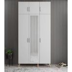 Zerka Concept Açelya Meşe Beyaz 135 cm M5 Portmanto