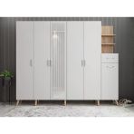 Zerka Concept Açelya Meşe Beyaz 270 cm M7 Portmanto