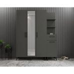 Zerka Concept Açelya Portmanto Vestiyer Ayakkabılık Füme M3 140Cm Montaj Dahil