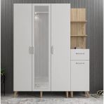 Zerka Concept Açelya Portmanto Vestiyer Ayakkabılık Meşe Beyaz M3 160Cm Meşe Beyaz