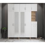 Zerka Concept Açelya Portmanto Vestiyer Meşe Beyaz 175Cm M10