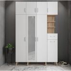 Zerka Concept Açelya Portmanto Vestiyer Meşe Beyaz140cm M11