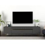 Zerka Concept Bakü Tv Sehpası Tv Ünitesi Antrasit Altın