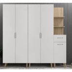 Zerka Concept Begonya Meşe Beyaz 175 cm Portmanto