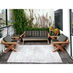 Zerka Concept Berlin Masif Ahşap Bahçe Balkon Koltuk Takım Kestane Ağacı 1 Adet Üçlü 2 Adet Tekli Antrasit Gri K.T