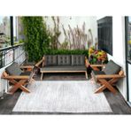 Zerka Concept Berlin Masif Ahşap Bahçe Balkon Koltuk Takımı Kestane Ağacı - 1 Adet Üçlü 2 Adet Tekli Antrasit Gri K.t.