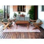 Zerka Concept Berlin Masif Ahşap Bahçe Balkon Koltuk Takımı Kestane Ağacı 1 Adet Üçlü 2 Adet Tekli Ve Masa Gri K.T