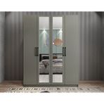 Zerka Concept Bevel 4 Kapaklı Gizli Çekmeceli Füme 140 cm Gardrop