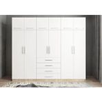 Zerka Concept Biray 12 Kapaklı Meşe Beyaz 208 cm Gardrop