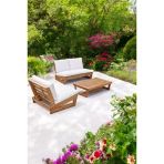 Zerka Concept Conforlove Bahçe Balkon Masif Kestane Ahşap Koltuk 2+1+Orta Sehpa Krem