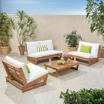 Zerka Concept Conforlove Bahçe Balkon Masif Kestane Ahşap Koltuk Takımı 2+1+1+Orta Sehpa