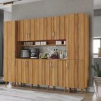 Zerka Concept Della Kahve Köşesi Çok Amaçlı Dolap Kiler Mutfak Dolabı Ceviz 240Cm Ceviz