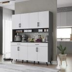 Zerka Concept Denze Kahve Köşesi Çok Amaçlı Dolap Kiler Mutfak Dolabı Füme Beyaz 160 Cm Antrasit Beyaz