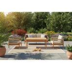 Zerka Concept Estella Masif Ahşap İroko Ağacı Bahçe Balkon Oturma Grubu 3+1+1+Masa Ahşap