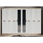 Zerka Concept Falcon Membran 8 Kapaklı 4 Çekmeceli Meşe Beyaz 320 cm Gardrop