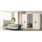 Zerka Concept Floransa Mdf Membran 6 Kapaklı Gardırop Ve Yatak Odası Takımı Baza Hariç Başlık Dahil Beyaz
