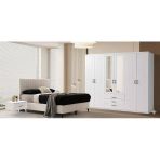 Zerka Concept Gardenya Tamamı Mdf 6 Kapaklı Membran Gardırop Ve Yatak Odası Takımı
