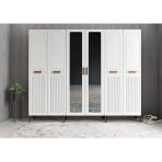 Zerka Concept Letto Membran 6 Kapaklı Portmanto Montaj Dahil Füme Beyaz 210 Cm