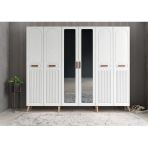 Zerka Concept Letto Membran 6 Kapaklı Portmanto Montaj Dahil Meşe Beyaz 210 Cm
