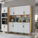 Zerka Concept Lora Kahve Köşesi Çok Amaçlı Dolap Kiler Mutfak Dolabı Çam Beyaz 200 Cm Çam Beyaz