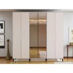 Zerka Concept Mary 6 Kapaklı Tamamı Mdf Çekmeceli Dolap Reflekte Cam Gardırop Kumtaşı