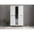 Zerka Concept Monere Membran 3 Kapaklı Portmanto Montaj Dahil Meşe Beyaz 105 Cm