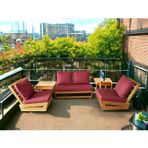 Zerka Concept Nepal Bahçe Balkon Masif Çam Ahşap Koltuk Takımı 1 Adet Ikili 2 Adet Tekli Bordo