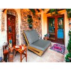 Zerka Concept Nepal Bahçe Balkon Masif Kestane Ahşap Koltuk 1 Adet Tekli Koltuk Gri