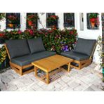 Zerka Concept Nepal Bahçe Balkon Masif Kestane Ahşap Koltuk Takımı 1 Adet ikili 1 Adet Tekli ve Orta Sehpa Antrasit Gri