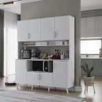 Zerka Concept Nora Kahve Köşesi Çok Amaçlı Dolap Kiler Mutfak Dolabı Beyaz 160Cm Beyaz