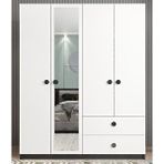 Zerka Concept Point 4 Kapaklı Füme Beyaz Gardırop Dolap