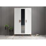 Zerka Concept Robe Membran 3 Kapaklı Portmanto Montaj Dahil Ceviz Beyaz 105 Cm