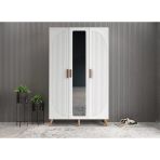 Zerka Concept Robe Membran 3 Kapaklı Portmanto Montaj Dahil Meşe Beyaz 105 Cm