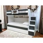Zerka Concept Sardunya Mdf Yavrulu Seyyar Merdivenli Ranza Antrasit Beyaz M2 90 X 190 Cm