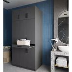 Zerka Concept Vita Çamaşır Ve Kurutma Makinesi Dolabı Banyo Dolabı Antrasit Antrasit