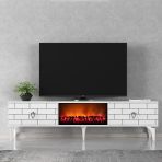 Zerka Concept Volcanos Şömineli Tv Sehpası Tv Ünitesi Beyaz