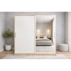 Zerka Concept Zen Sürgü Kapaklı Dolap Gardırop Meşe Beyaz 140Cm - Montaj Dahil