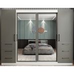 ZerkaConcept Bella Sürgü Kapaklı Dolap Gardırop Bf Montaj Dahil 208cm Beyaz