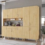 ZerkaConcept Gale Kahve Köşesi Çok Amaçlı Dolap Kiler Mutfak Dolabı Meşe 240cm - Montaj Dahil