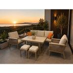 ZerkaConcept Kanyon Metal Bahçe Balkon Teras Koltuk Takımı 3+1+1+masa+2 Adet Puf Krem