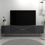 ZerkaConcept Motif Tv Sehpası Tv Ünitesi Antrasit Altın