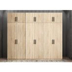ZerkaConcept Ostin 12 Kapaklı Gardırop Dolap Meşe 208 Cm Montaj Dahil