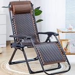 Zero Gravity Rattan Şezlong, Açık Hava Şezlong, Katlanabilir ve Eğilebilir, Bardaklık ile Ayarlanabilir, Yüzme Havuzu, Kamp, Çim, Plaj, Bahçe, Çelik Çerçeveli, Yastıklı