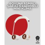 Zero Land Ds-Derin Boyuna Asılan Taşınabilir Küçük Fan | Turbo Motor, 5 Kanat, Katlanabilir Gövde - Şeffaf