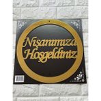 Zero Land - Nişanımıza Hoşgeldiniz Yazılı Pleksi Kapı ve Duvar Süsü Gold Ynsmr